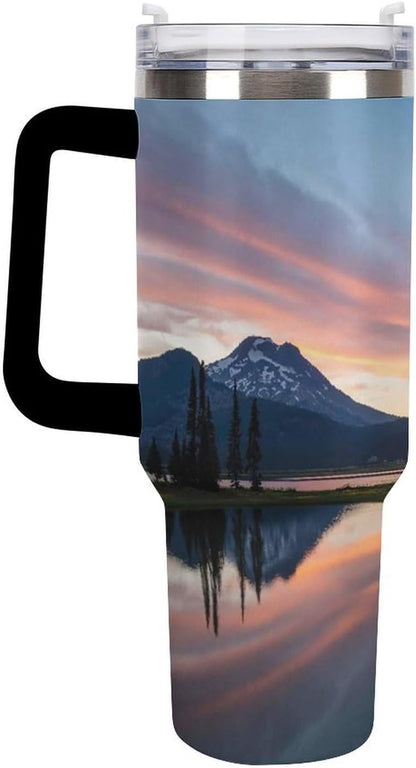 Space Constellation 304 Stainless Steel Double Wall Insulated Tumbler with Leakproof Slide Lid and Straw Large Capacity Travel Mug Black-Space Constellation
