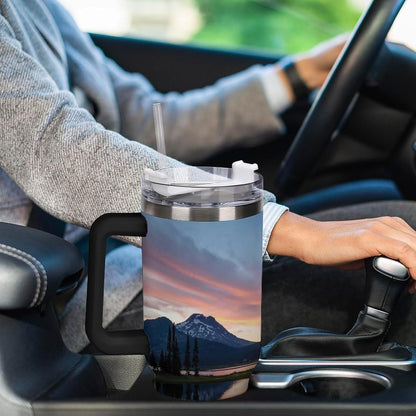 Space Constellation 304 Stainless Steel Double Wall Insulated Tumbler with Leakproof Slide Lid and Straw Large Capacity Travel Mug Black-Space Constellation
