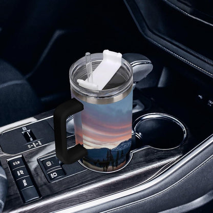 Space Constellation 304 Stainless Steel Double Wall Insulated Tumbler with Leakproof Slide Lid and Straw Large Capacity Travel Mug Black-Space Constellation