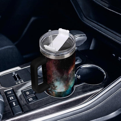 Space Constellation 304 Stainless Steel Double Wall Insulated Tumbler with Leakproof Slide Lid and Straw Large Capacity Travel Mug Black-Space Constellation