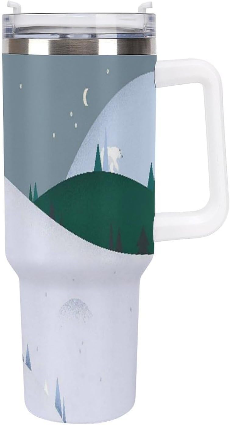 Space Constellation 304 Stainless Steel Double Wall Insulated Tumbler with Leakproof Slide Lid and Straw Large Capacity Travel Mug Black-Space Constellation