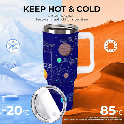 Space Constellation 304 Stainless Steel Double Wall Insulated Tumbler with Leakproof Slide Lid and Straw Large Capacity Travel Mug Black-Space Constellation