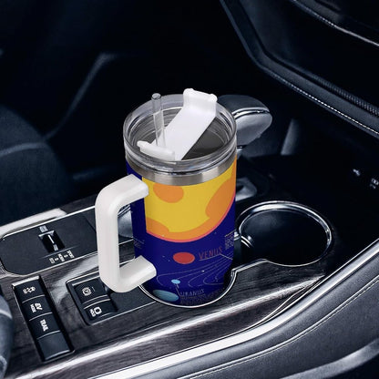 Space Constellation 304 Stainless Steel Double Wall Insulated Tumbler with Leakproof Slide Lid and Straw Large Capacity Travel Mug Black-Space Constellation