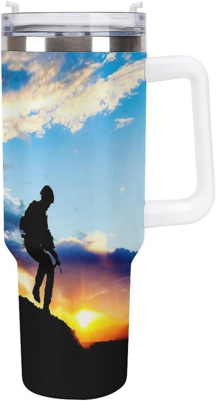 Space Constellation 304 Stainless Steel Double Wall Insulated Tumbler with Leakproof Slide Lid and Straw Large Capacity Travel Mug Black-Space Constellation