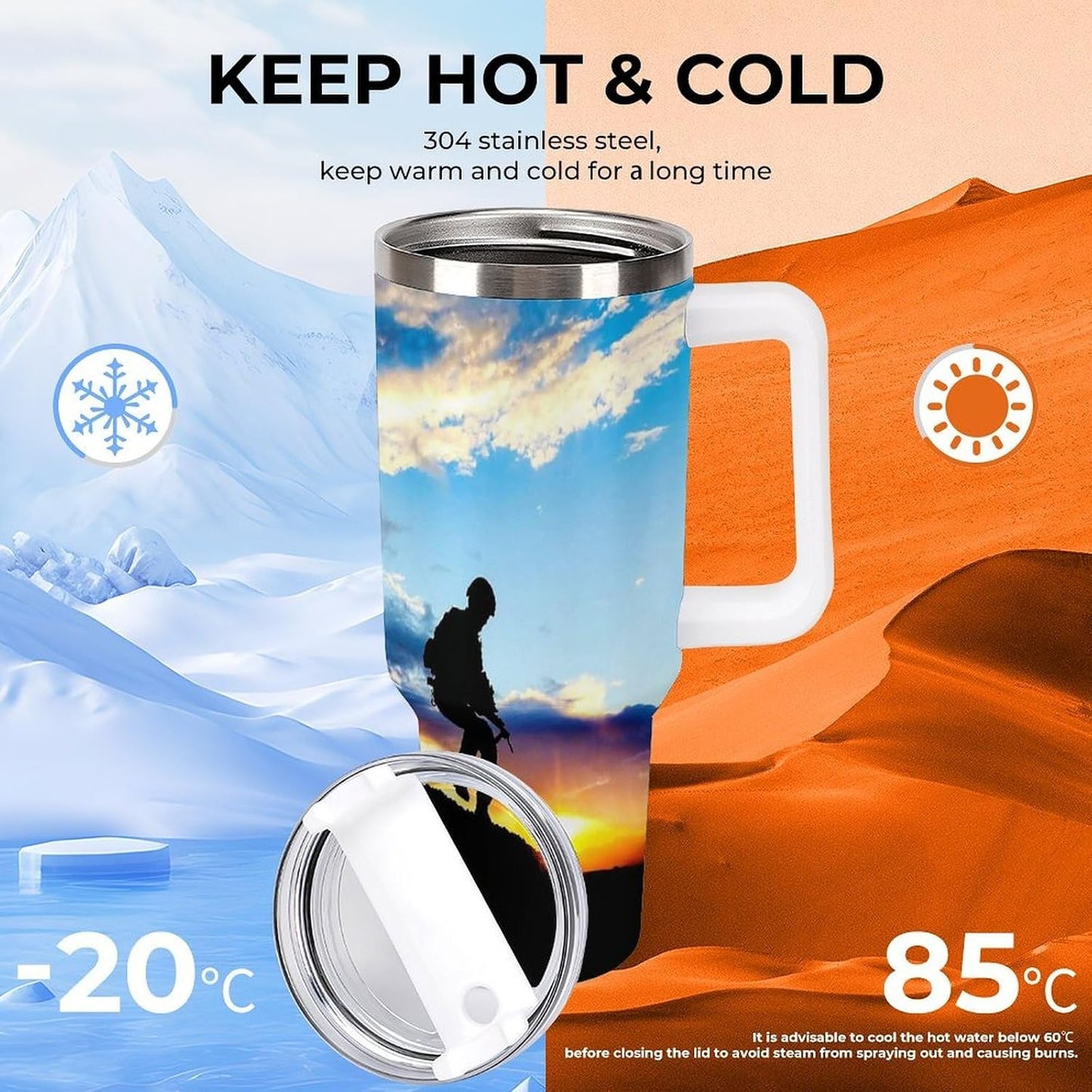 Space Constellation 304 Stainless Steel Double Wall Insulated Tumbler with Leakproof Slide Lid and Straw Large Capacity Travel Mug Black-Space Constellation