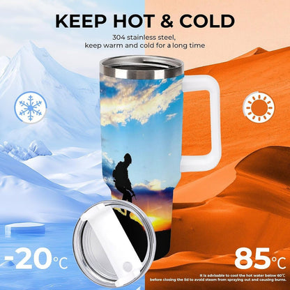 Space Constellation 304 Stainless Steel Double Wall Insulated Tumbler with Leakproof Slide Lid and Straw Large Capacity Travel Mug Black-Space Constellation