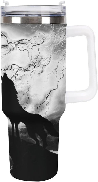Space Constellation 304 Stainless Steel Double Wall Insulated Tumbler with Leakproof Slide Lid and Straw Large Capacity Travel Mug Black-Space Constellation