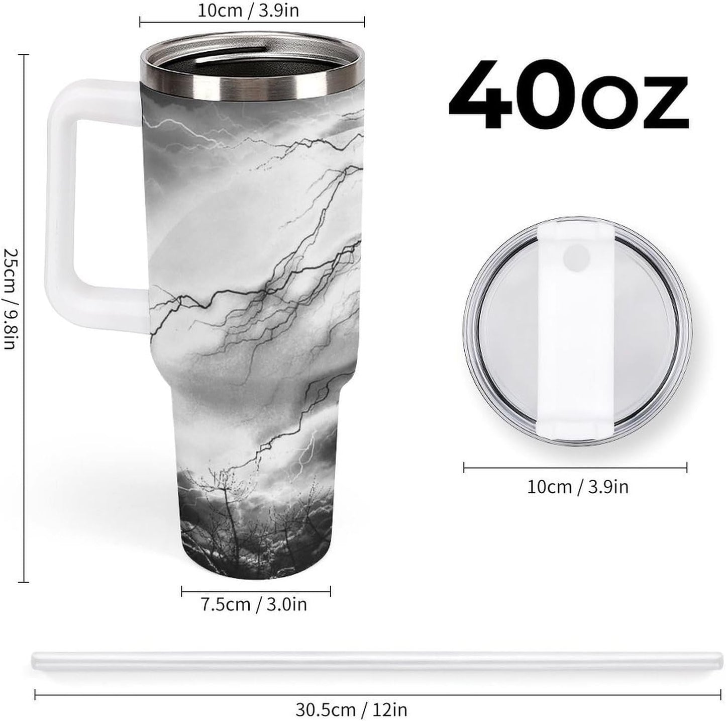 Space Constellation 304 Stainless Steel Double Wall Insulated Tumbler with Leakproof Slide Lid and Straw Large Capacity Travel Mug Black-Space Constellation