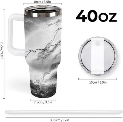 Space Constellation 304 Stainless Steel Double Wall Insulated Tumbler with Leakproof Slide Lid and Straw Large Capacity Travel Mug Black-Space Constellation