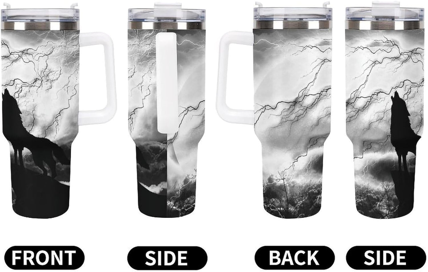 Space Constellation 304 Stainless Steel Double Wall Insulated Tumbler with Leakproof Slide Lid and Straw Large Capacity Travel Mug Black-Space Constellation