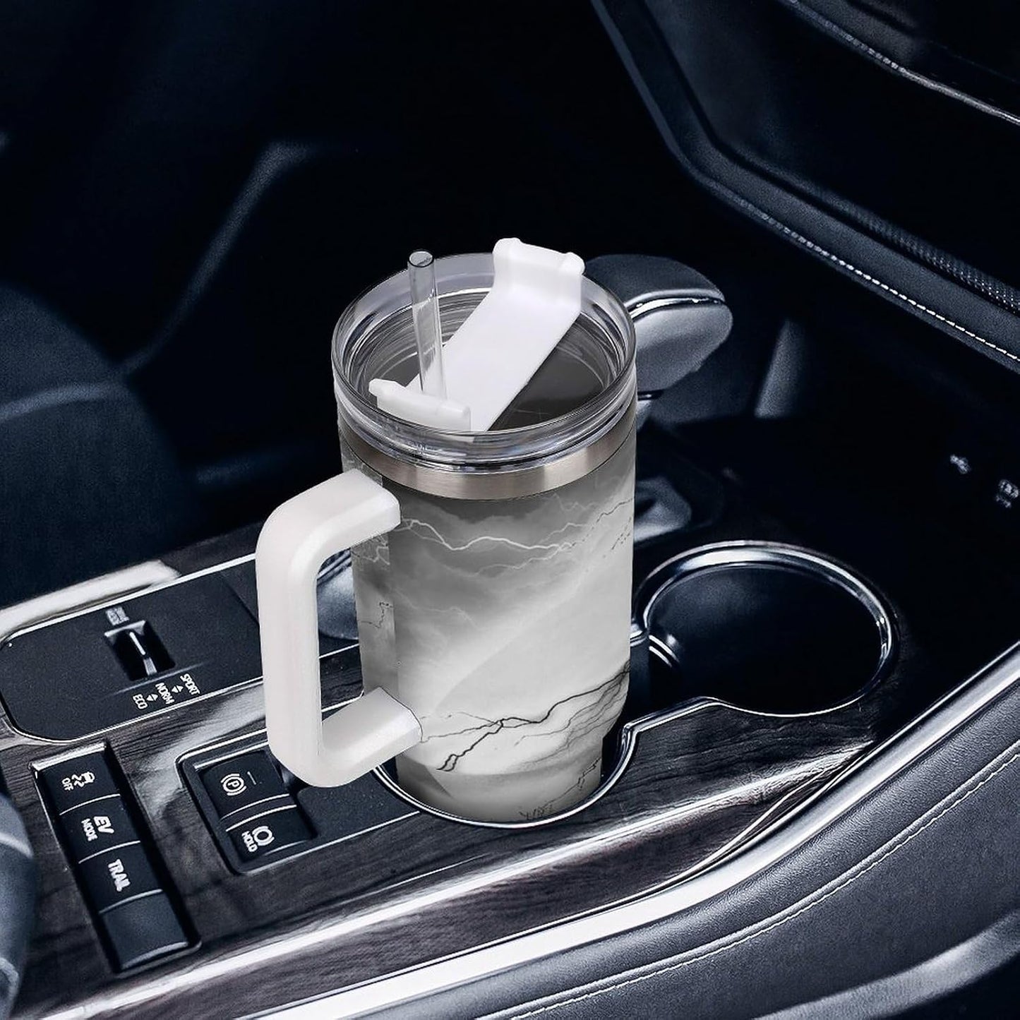Space Constellation 304 Stainless Steel Double Wall Insulated Tumbler with Leakproof Slide Lid and Straw Large Capacity Travel Mug Black-Space Constellation