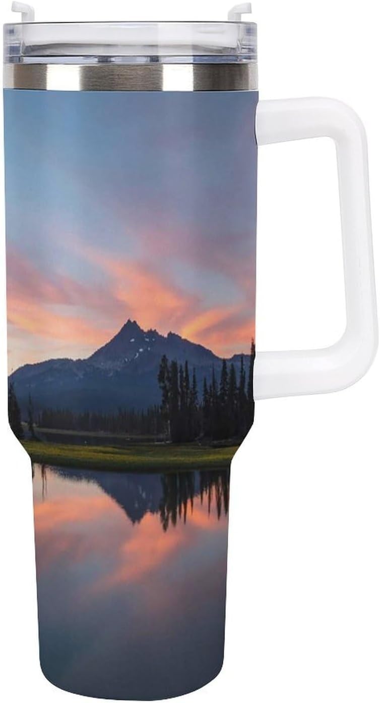 Space Constellation 304 Stainless Steel Double Wall Insulated Tumbler with Leakproof Slide Lid and Straw Large Capacity Travel Mug Black-Space Constellation