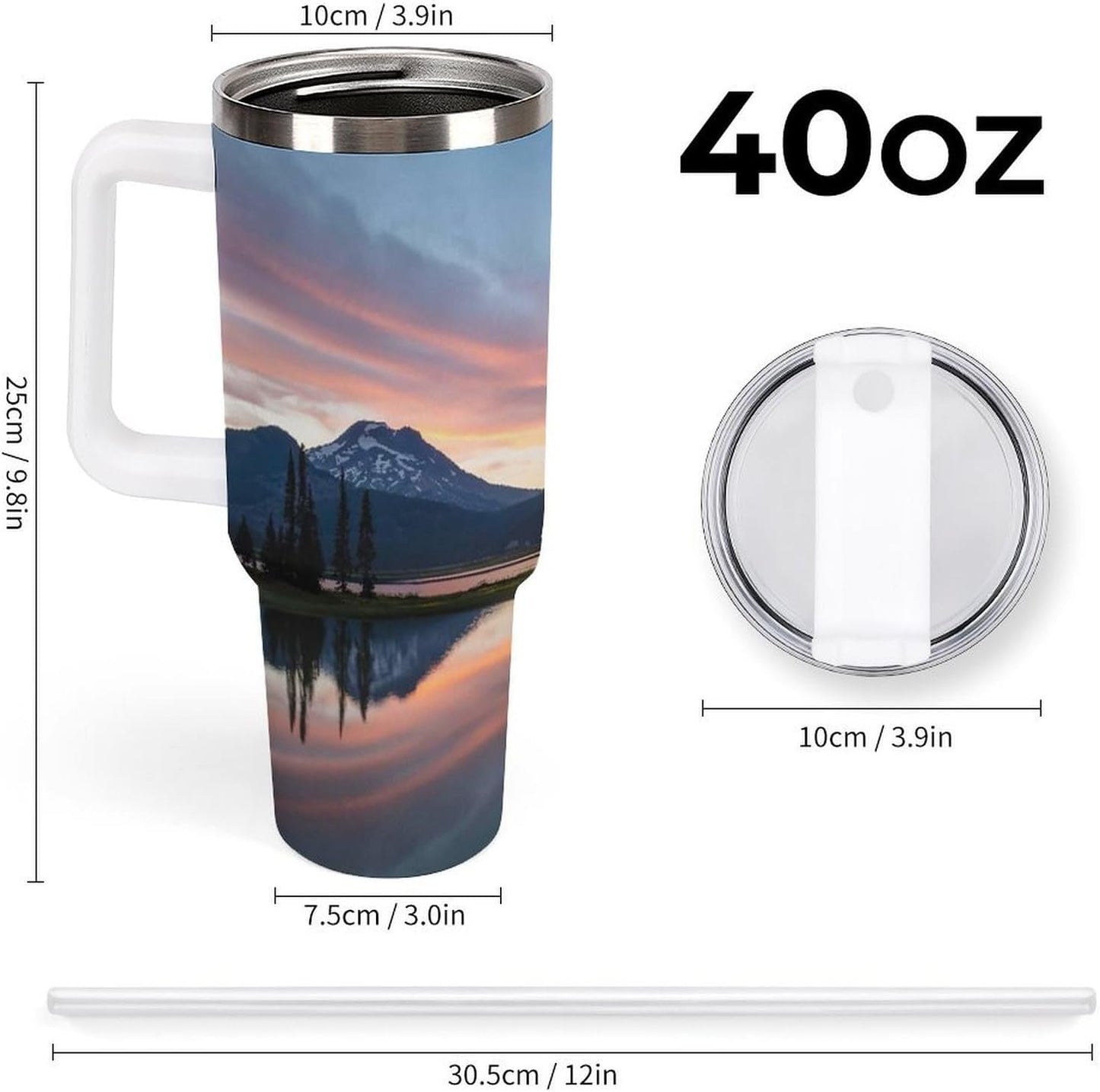 Space Constellation 304 Stainless Steel Double Wall Insulated Tumbler with Leakproof Slide Lid and Straw Large Capacity Travel Mug Black-Space Constellation