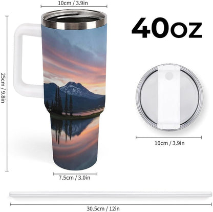 Space Constellation 304 Stainless Steel Double Wall Insulated Tumbler with Leakproof Slide Lid and Straw Large Capacity Travel Mug Black-Space Constellation