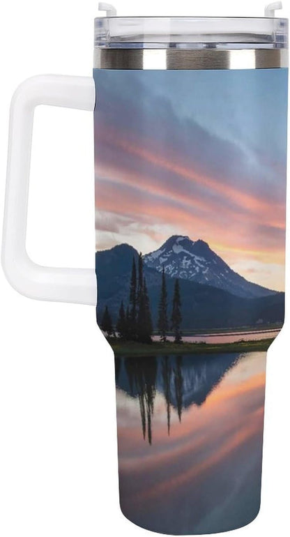 Space Constellation 304 Stainless Steel Double Wall Insulated Tumbler with Leakproof Slide Lid and Straw Large Capacity Travel Mug Black-Space Constellation