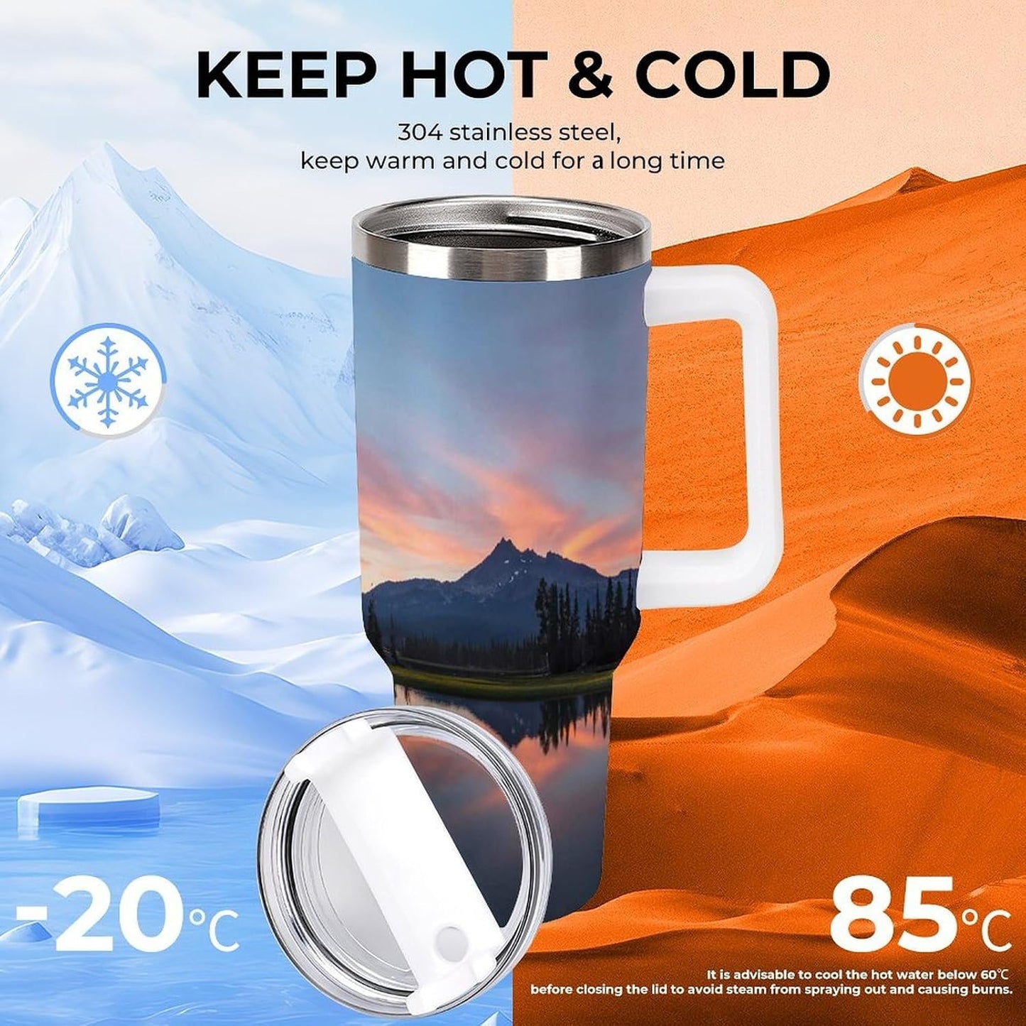 Space Constellation 304 Stainless Steel Double Wall Insulated Tumbler with Leakproof Slide Lid and Straw Large Capacity Travel Mug Black-Space Constellation