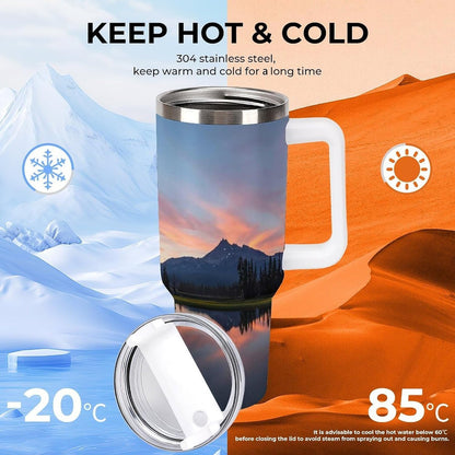 Space Constellation 304 Stainless Steel Double Wall Insulated Tumbler with Leakproof Slide Lid and Straw Large Capacity Travel Mug Black-Space Constellation