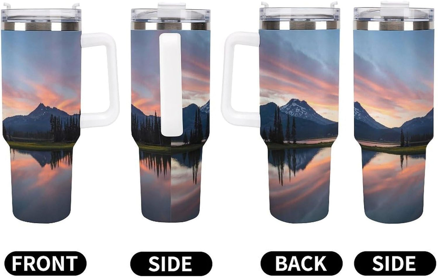 Space Constellation 304 Stainless Steel Double Wall Insulated Tumbler with Leakproof Slide Lid and Straw Large Capacity Travel Mug Black-Space Constellation