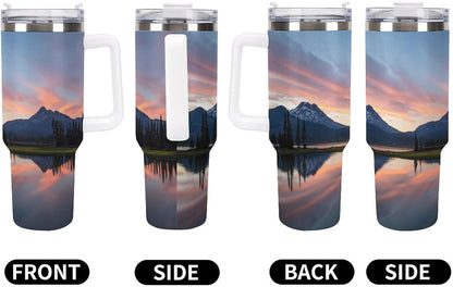 Space Constellation 304 Stainless Steel Double Wall Insulated Tumbler with Leakproof Slide Lid and Straw Large Capacity Travel Mug Black-Space Constellation