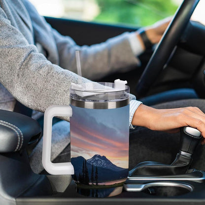 Space Constellation 304 Stainless Steel Double Wall Insulated Tumbler with Leakproof Slide Lid and Straw Large Capacity Travel Mug Black-Space Constellation