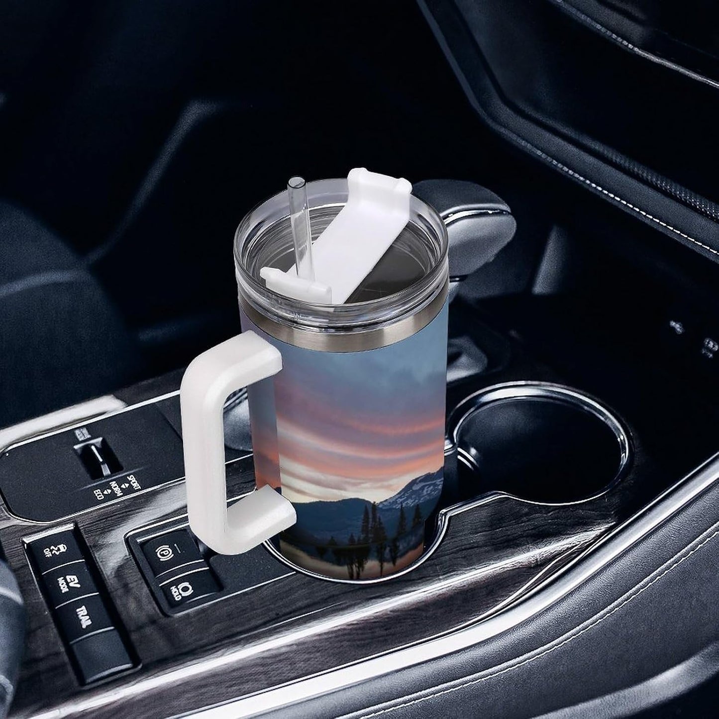 Space Constellation 304 Stainless Steel Double Wall Insulated Tumbler with Leakproof Slide Lid and Straw Large Capacity Travel Mug Black-Space Constellation