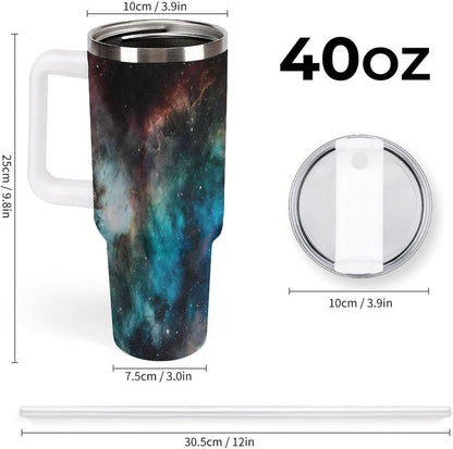 Space Constellation 304 Stainless Steel Double Wall Insulated Tumbler with Leakproof Slide Lid and Straw Large Capacity Travel Mug Black-Space Constellation