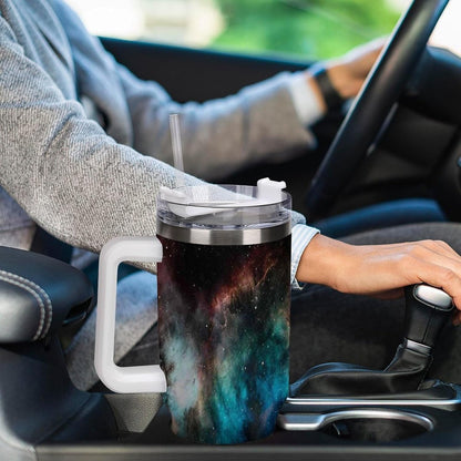 Space Constellation 304 Stainless Steel Double Wall Insulated Tumbler with Leakproof Slide Lid and Straw Large Capacity Travel Mug Black-Space Constellation