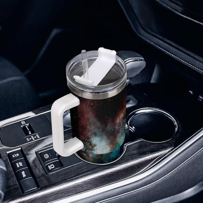 Space Constellation 304 Stainless Steel Double Wall Insulated Tumbler with Leakproof Slide Lid and Straw Large Capacity Travel Mug Black-Space Constellation