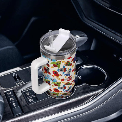 Space Constellation 304 Stainless Steel Double Wall Insulated Tumbler with Leakproof Slide Lid and Straw Large Capacity Travel Mug Black-Space Constellation