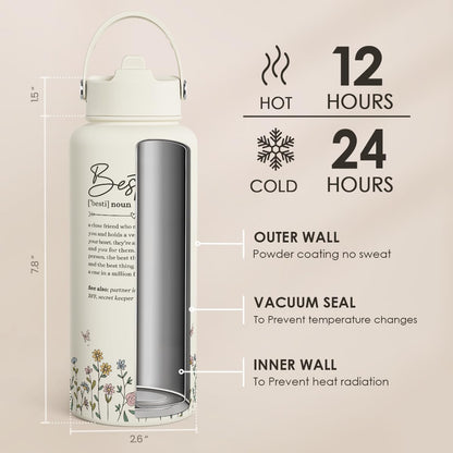 Pickleball Gift for Women, Water Bottle Stainless Steel 32oz with Lid & Straw, Sport Insulated Bottles Gifts for Girls Friends Teens Birthday Christmas - Colors A