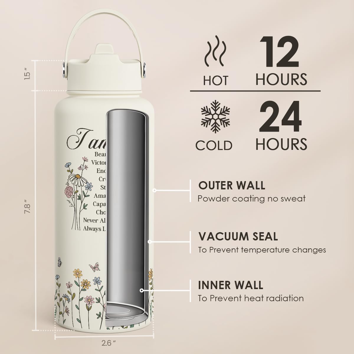 Pickleball Gift for Women, Water Bottle Stainless Steel 32oz with Lid & Straw, Sport Insulated Bottles Gifts for Girls Friends Teens Birthday Christmas - Colors A