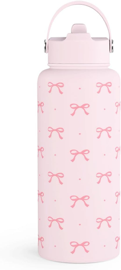Pickleball Gift for Women, Water Bottle Stainless Steel 32oz with Lid & Straw, Sport Insulated Bottles Gifts for Girls Friends Teens Birthday Christmas - Colors A