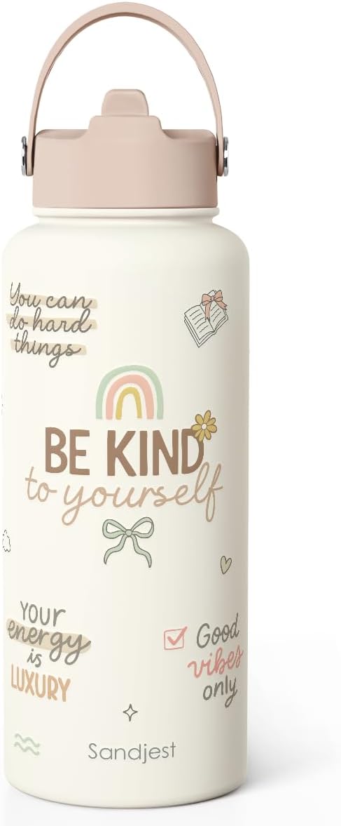 Pickleball Gift for Women, Water Bottle Stainless Steel 32oz with Lid & Straw, Sport Insulated Bottles Gifts for Girls Friends Teens Birthday Christmas - Colors A