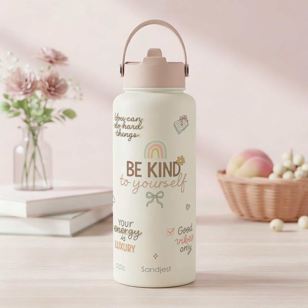 Pickleball Gift for Women, Water Bottle Stainless Steel 32oz with Lid & Straw, Sport Insulated Bottles Gifts for Girls Friends Teens Birthday Christmas - Colors A