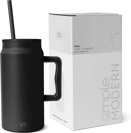 50 oz Mug Tumbler with Handle and Straw Lid | Reusable Insulated Stainless Steel Large Travel Jug Water Bottle | Gifts for Women Men Him Her | Trek Collection | 50oz | 80s Mix