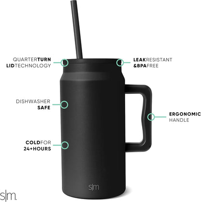 50 oz Mug Tumbler with Handle and Straw Lid | Reusable Insulated Stainless Steel Large Travel Jug Water Bottle | Gifts for Women Men Him Her | Trek Collection | 50oz | 80s Mix