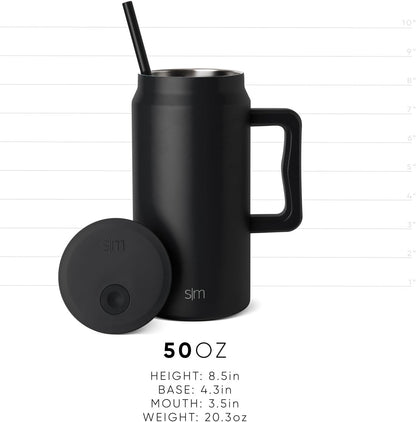 50 oz Mug Tumbler with Handle and Straw Lid | Reusable Insulated Stainless Steel Large Travel Jug Water Bottle | Gifts for Women Men Him Her | Trek Collection | 50oz | 80s Mix