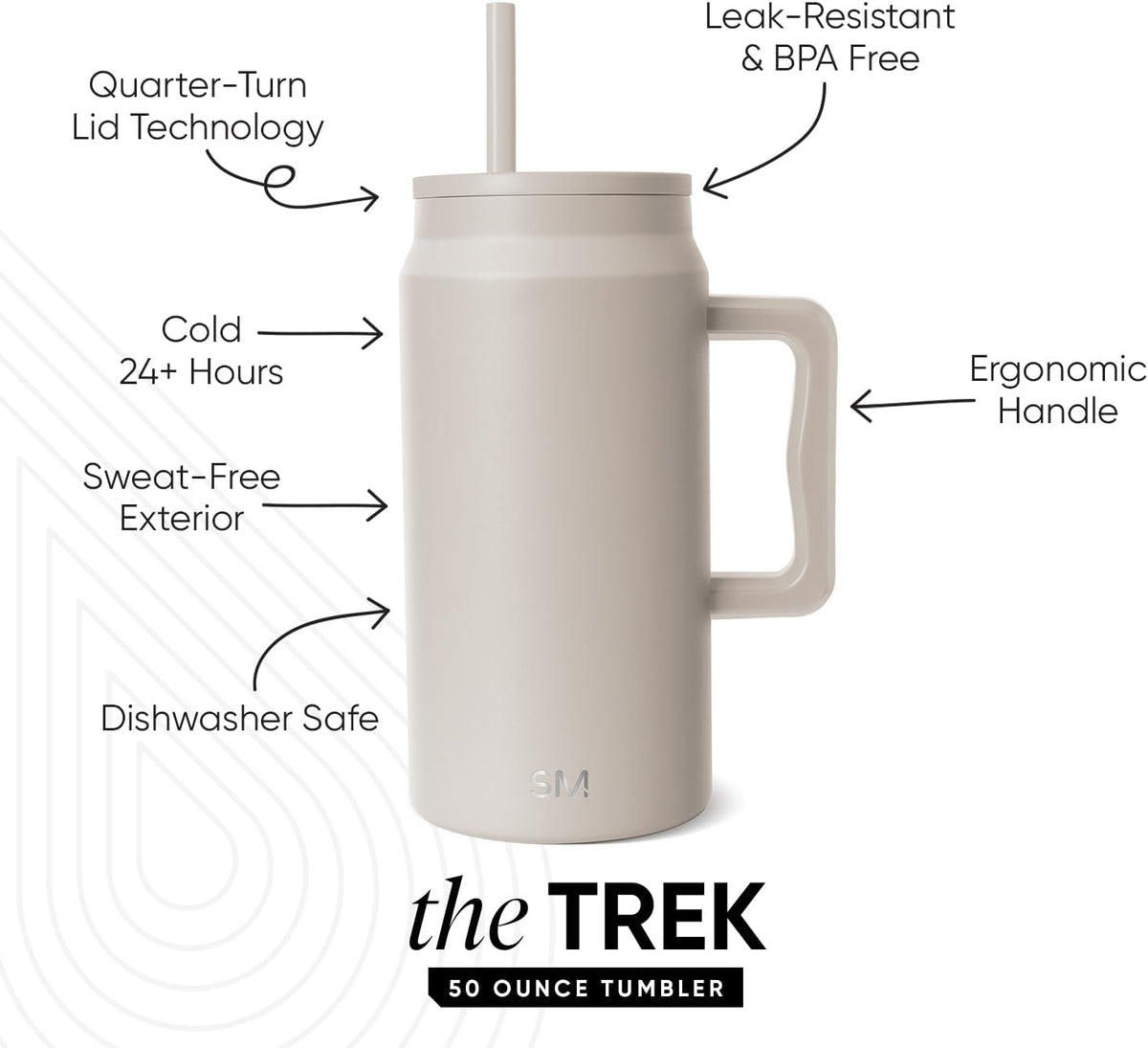 50 oz Mug Tumbler with Handle and Straw Lid | Reusable Insulated Stainless Steel Large Travel Jug Water Bottle | Gifts for Women Men Him Her | Trek Collection | 50oz | 80s Mix