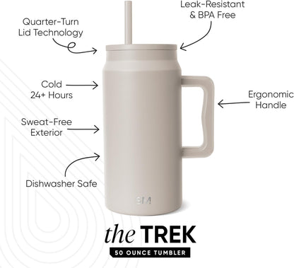 50 oz Mug Tumbler with Handle and Straw Lid | Reusable Insulated Stainless Steel Large Travel Jug Water Bottle | Gifts for Women Men Him Her | Trek Collection | 50oz | 80s Mix