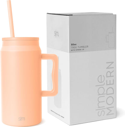 50 oz Mug Tumbler with Handle and Straw Lid | Reusable Insulated Stainless Steel Large Travel Jug Water Bottle | Gifts for Women Men Him Her | Trek Collection | 50oz | 80s Mix