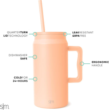 50 oz Mug Tumbler with Handle and Straw Lid | Reusable Insulated Stainless Steel Large Travel Jug Water Bottle | Gifts for Women Men Him Her | Trek Collection | 50oz | 80s Mix