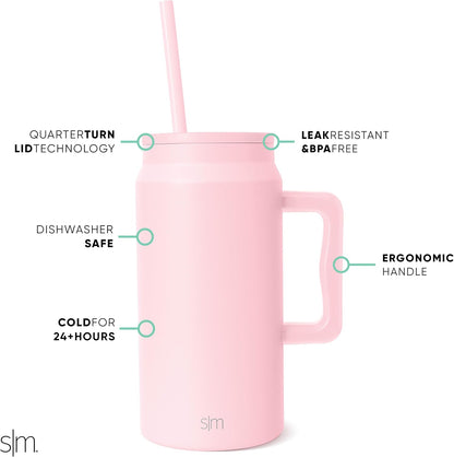 50 oz Mug Tumbler with Handle and Straw Lid | Reusable Insulated Stainless Steel Large Travel Jug Water Bottle | Gifts for Women Men Him Her | Trek Collection | 50oz | 80s Mix