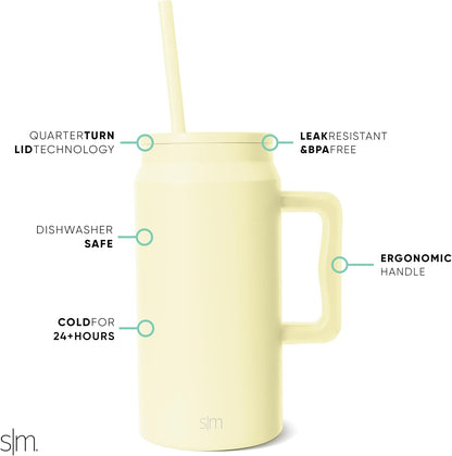 50 oz Mug Tumbler with Handle and Straw Lid | Reusable Insulated Stainless Steel Large Travel Jug Water Bottle | Gifts for Women Men Him Her | Trek Collection | 50oz | 80s Mix