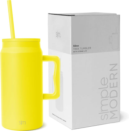 50 oz Mug Tumbler with Handle and Straw Lid | Reusable Insulated Stainless Steel Large Travel Jug Water Bottle | Gifts for Women Men Him Her | Trek Collection | 50oz | 80s Mix