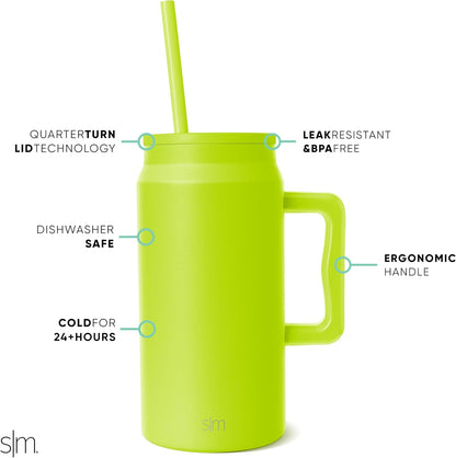 50 oz Mug Tumbler with Handle and Straw Lid | Reusable Insulated Stainless Steel Large Travel Jug Water Bottle | Gifts for Women Men Him Her | Trek Collection | 50oz | 80s Mix