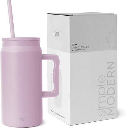 50 oz Mug Tumbler with Handle and Straw Lid | Reusable Insulated Stainless Steel Large Travel Jug Water Bottle | Gifts for Women Men Him Her | Trek Collection | 50oz | 80s Mix