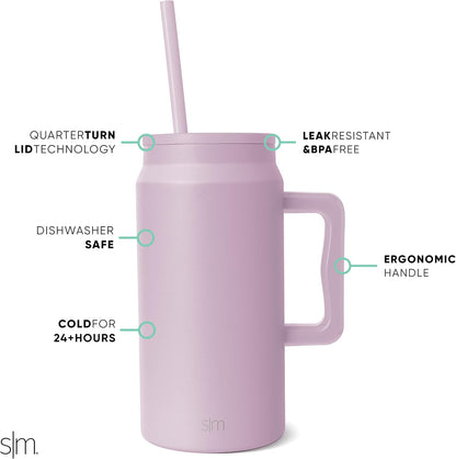 50 oz Mug Tumbler with Handle and Straw Lid | Reusable Insulated Stainless Steel Large Travel Jug Water Bottle | Gifts for Women Men Him Her | Trek Collection | 50oz | 80s Mix