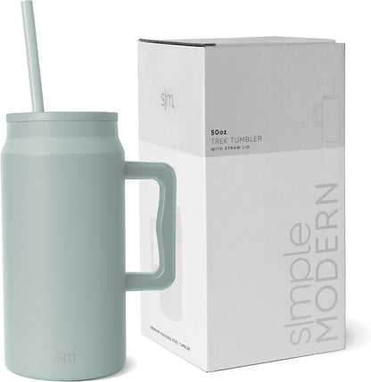 50 oz Mug Tumbler with Handle and Straw Lid | Reusable Insulated Stainless Steel Large Travel Jug Water Bottle | Gifts for Women Men Him Her | Trek Collection | 50oz | 80s Mix