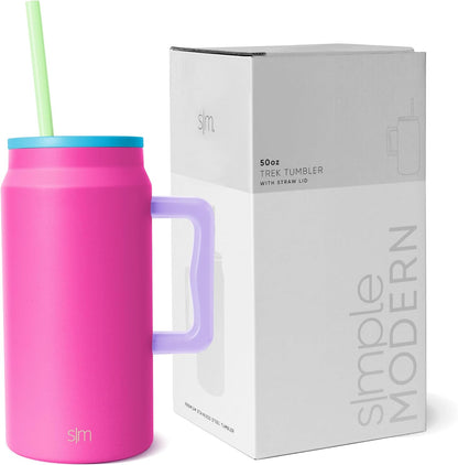 50 oz Mug Tumbler with Handle and Straw Lid | Reusable Insulated Stainless Steel Large Travel Jug Water Bottle | Gifts for Women Men Him Her | Trek Collection | 50oz | 80s Mix