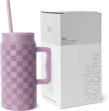 50 oz Mug Tumbler with Handle and Straw Lid | Reusable Insulated Stainless Steel Large Travel Jug Water Bottle | Gifts for Women Men Him Her | Trek Collection | 50oz | 80s Mix